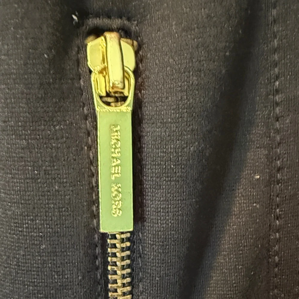 % Michael Kors Medium Black Jacket with Gold Zippers